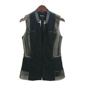 RAOUL Perforated Open Vest Blazer Denim Blue Sz 6